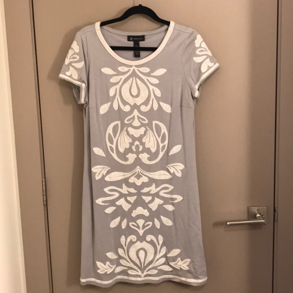 Patterned Grey Cotton Dress